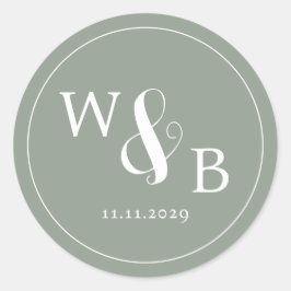 Einfache Elegante Moderne Mit Monogramm Hochzeit Runder Aufkleber
