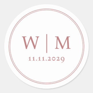 Einfache Elegante Moderne Mit Monogramm Hochzeit Runder Aufkleber