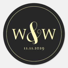 Einfache Elegante Moderne Mit Monogramm Hochzeit Runder Aufkleber