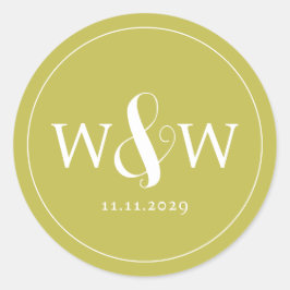 Einfache Elegante Moderne Mit Monogramm Hochzeit Runder Aufkleber