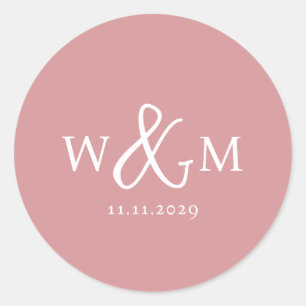 Einfache Elegante Moderne Mit Monogramm Hochzeit Runder Aufkleber