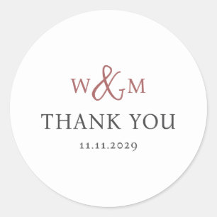 Einfache Elegante Moderne Mit Monogramm Hochzeit Runder Aufkleber