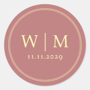 Einfache Elegante Moderne Mit Monogramm Hochzeit Runder Aufkleber