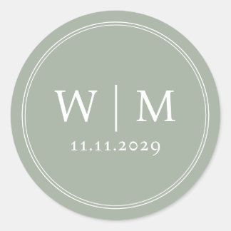 Einfache Elegante Moderne Mit Monogramm Hochzeit Runder Aufkleber