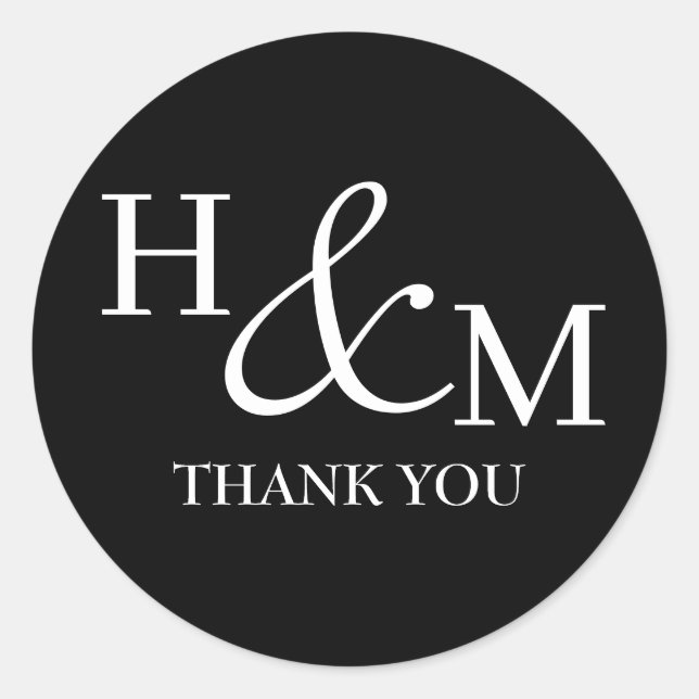 Einfache Elegante Moderne Mit Monogramm Hochzeit Runder Aufkleber (Vorderseite)