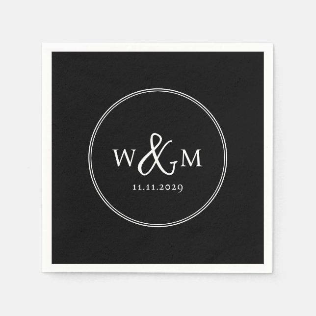 Einfache Elegante Moderne Mit Monogramm Hochzeit Serviette (Vorderseite)