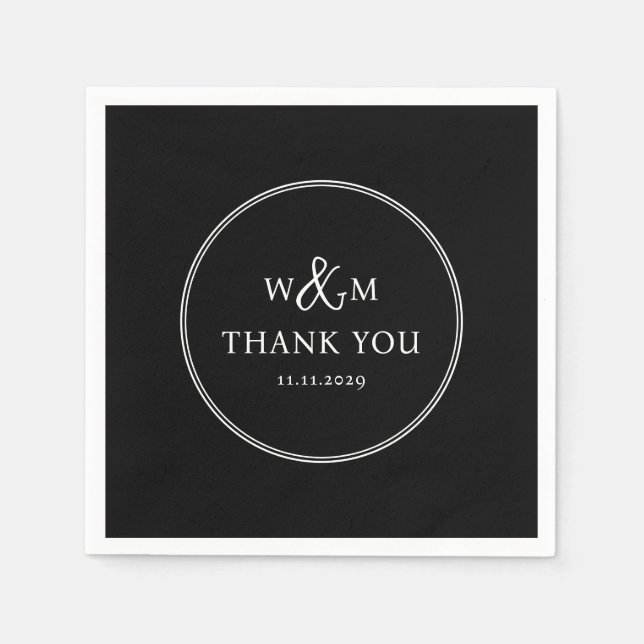 Einfache Elegante Moderne Mit Monogramm Hochzeit Serviette (Vorderseite)