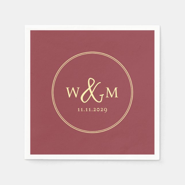 Einfache Elegante Moderne Mit Monogramm Hochzeit Serviette (Vorderseite)