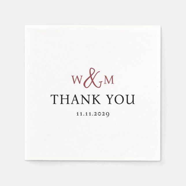 Einfache Elegante Moderne Mit Monogramm Hochzeit Serviette (Vorderseite)