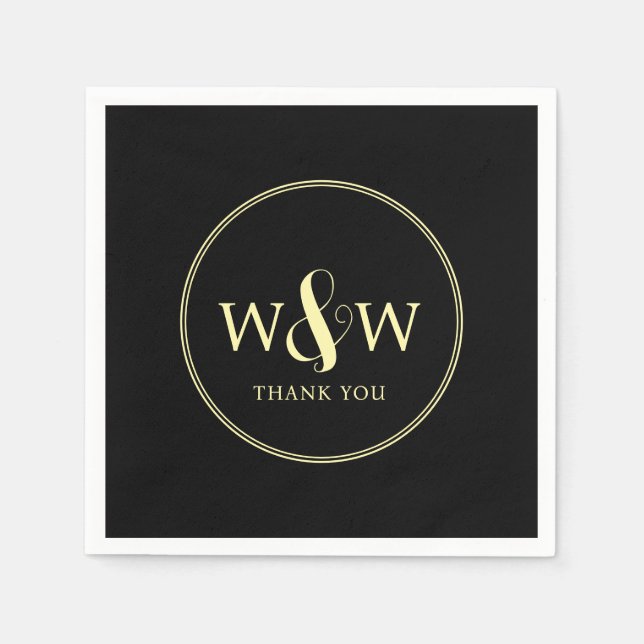 Einfache Elegante Moderne Mit Monogramm Hochzeit Serviette (Vorderseite)