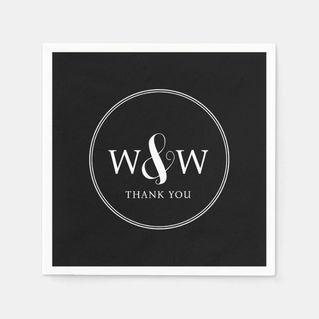 Einfache Elegante Moderne Mit Monogramm Hochzeit Serviette (Vorderseite)