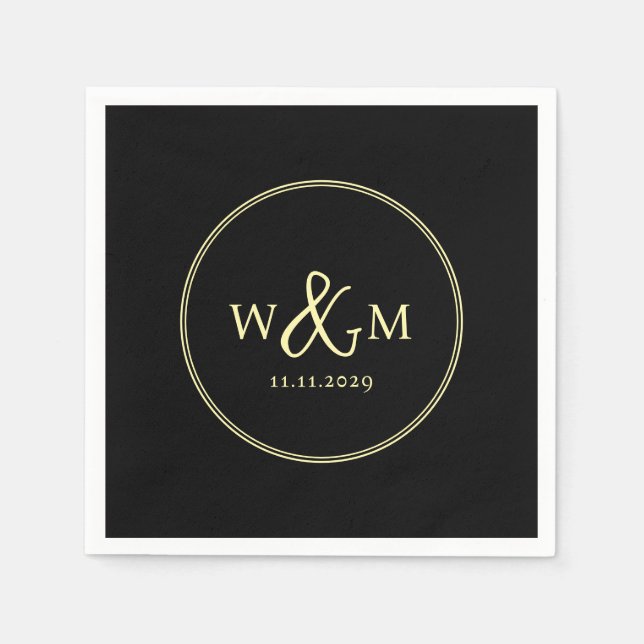 Einfache Elegante Moderne Mit Monogramm Hochzeit Serviette (Vorderseite)