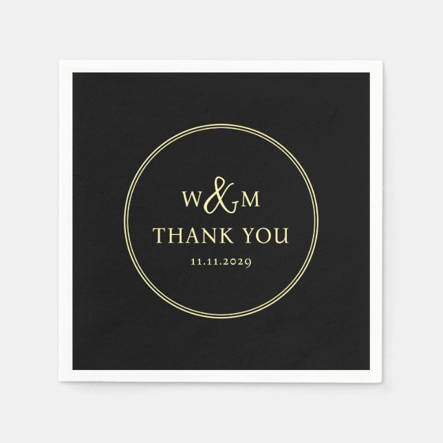 Einfache Elegante Moderne Mit Monogramm Hochzeit Serviette (Vorderseite)