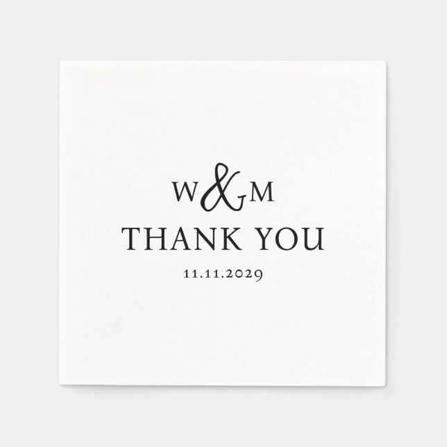 Einfache Elegante Moderne Mit Monogramm Hochzeit Serviette (Vorderseite)