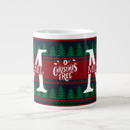 Einfache Elegante Moderne Mongram Weihnachtsfeiert Jumbo-Tasse