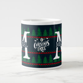 Einfache Elegante Moderne Mongram Weihnachtsfeiert Jumbo-Tasse