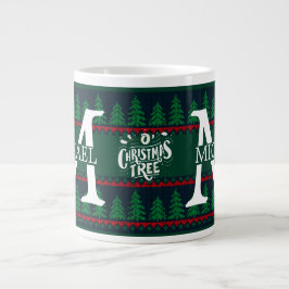 Einfache Elegante Moderne Mongram Weihnachtsfeiert Jumbo-Tasse