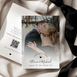 Einfache elegante moderne QR-Code-Foto-Hochzeit Save The Date