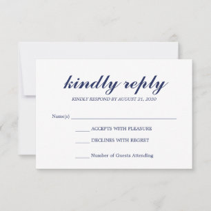 Einfache elegante moderne Schrift Hochzeit RSVP Na Karte