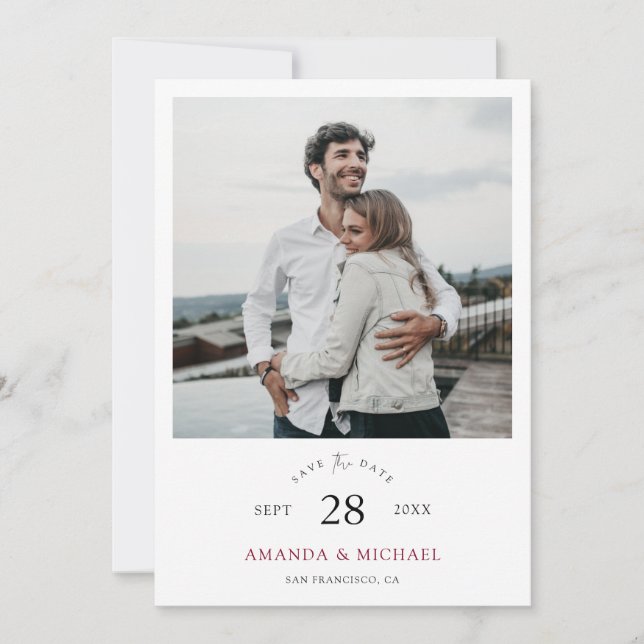 Einfache Elegante Moderne Skript-Foto Hochzeit Save The Date (Vorderseite)