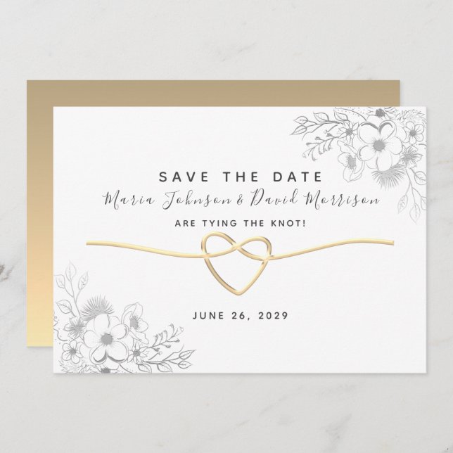 Einfache, elegante, moderne SkriptWedding rettet d Save The Date (Vorne/Hinten)