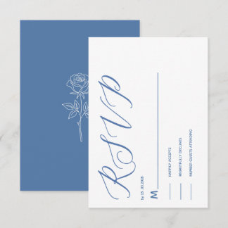 einfache elegante moderne staubblaue RSVP-Karte RSVP Karte