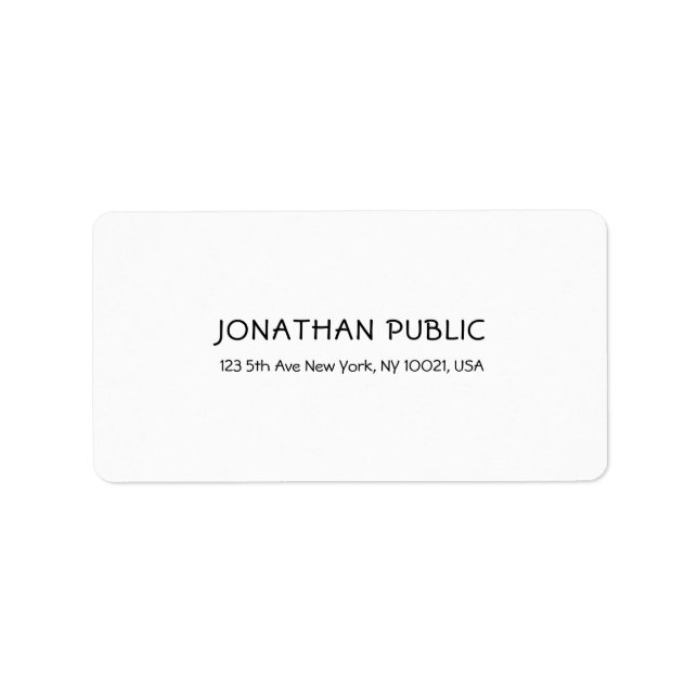 Einfache elegante, moderne Template White Address Adressaufkleber (Vorne)