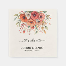 Einfache elegante moderne Terrakotta-Blumen Klassi Serviette