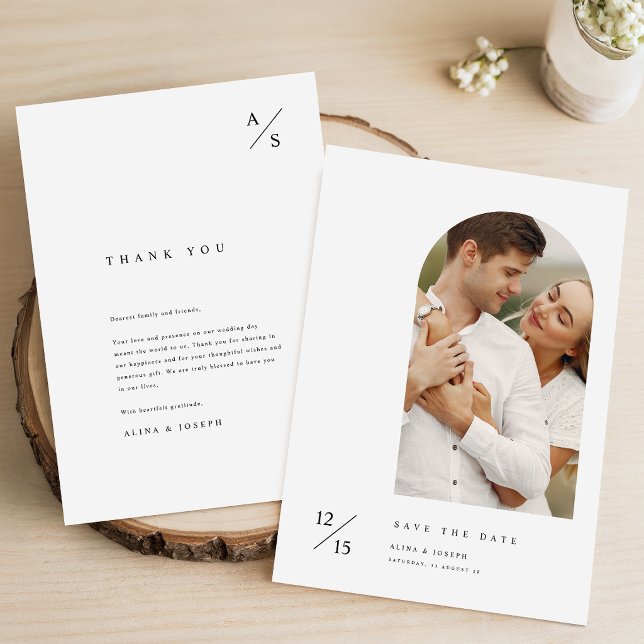 Einfache Elegante Moderne Torbogen-Foto-Hochzeit Save The Date (Von Creator hochgeladen)