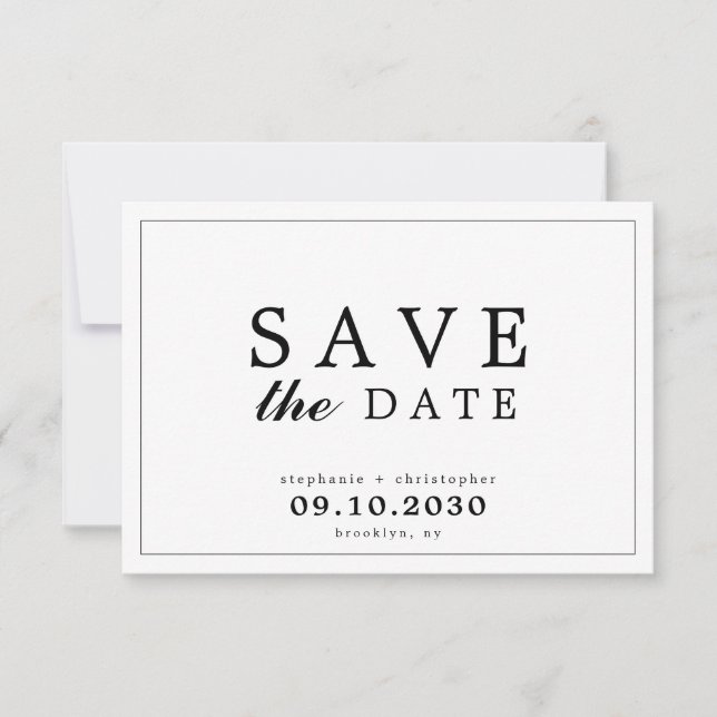Einfache Elegante Moderne Typografie Save the Date (Vorderseite)