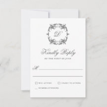 Einfache elegante Monogram Classic Wedding RSVP