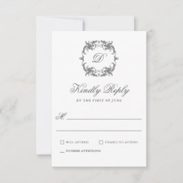Einfache elegante Monogram Classic Wedding RSVP