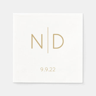 Einfache, elegante Monogram Gold-Hochzeit mit Datu Serviette