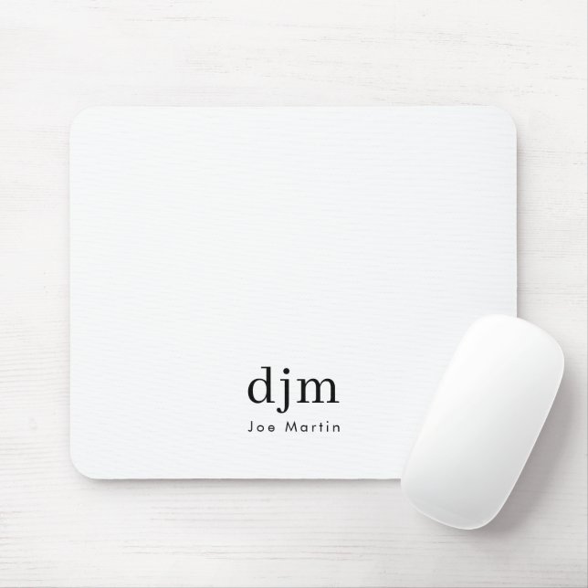 Einfache elegante Monogram Minimalistisch Schwarz  Mousepad (Mit Mouse)