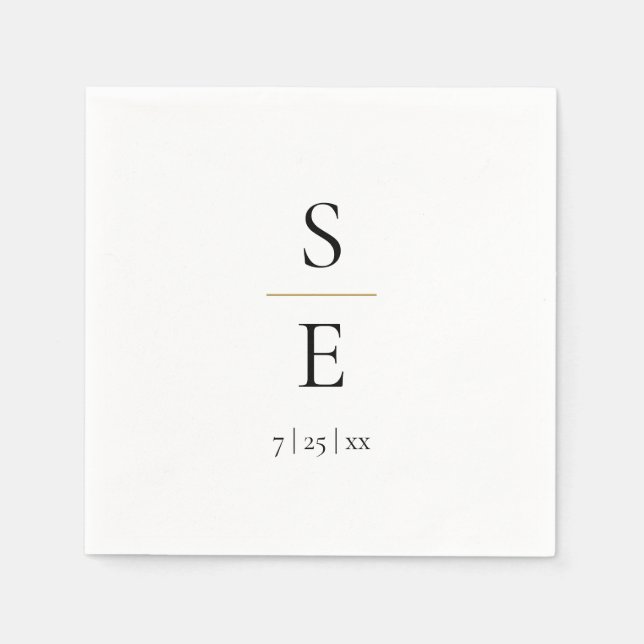 Einfache elegante Monogram Wedding Napkins Serviette (Vorderseite)