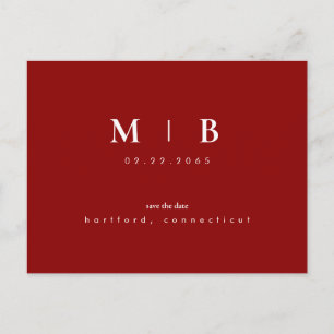 Einfache elegante Monogramm-Hochzeit Bitte vormerk Postkarte