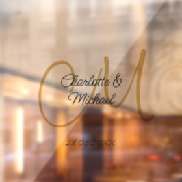 Einfache, elegante, monogramm Hochzeit Fensteraufkleber