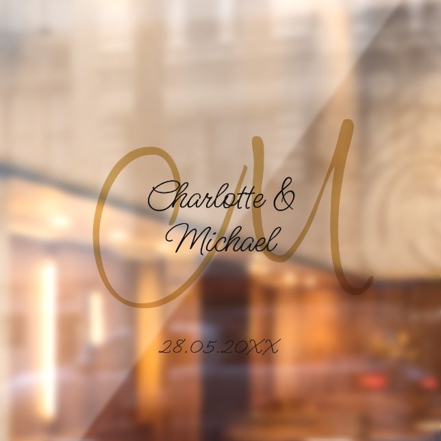 Einfache, elegante, monogramm Hochzeit Fensteraufkleber (Blatt 2)