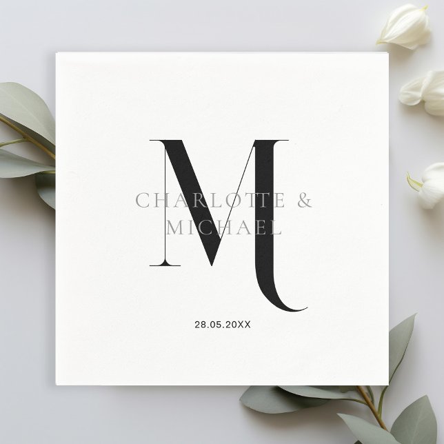 Einfache, elegante, monogramm Hochzeitsnapkins Serviette (Customer specific, simple, elegant, royal, monogram wedding napkins.)