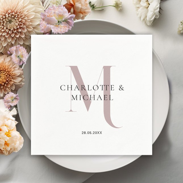 Einfache, elegante, monogramm Hochzeitsnapkins Serviette (Customer specific, simple, elegant, royal, monogram wedding napkins.)