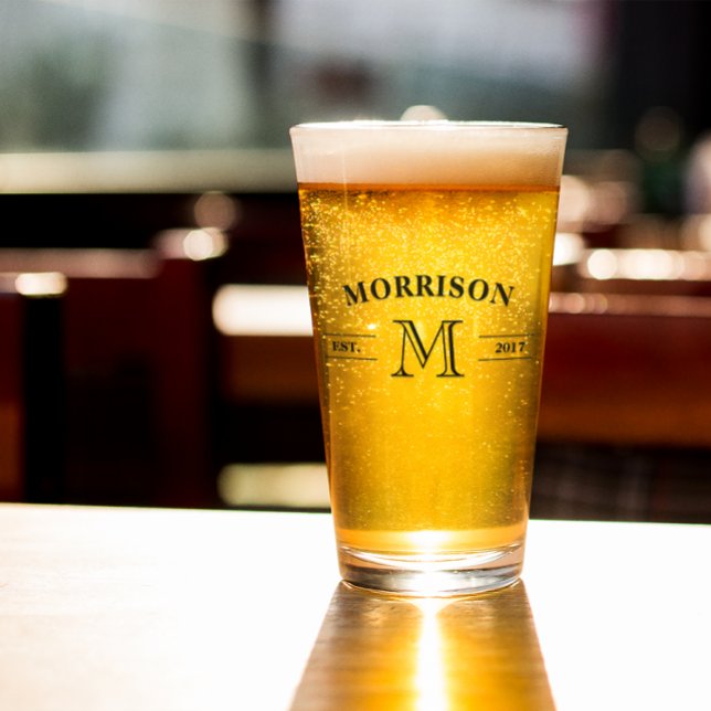 Einfache elegante Monogramm & Jahr Glas (Von Creator hochgeladen)