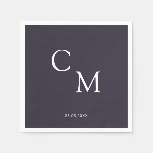 Einfache elegante Monogramm-Serviette Serviette (Vorderseite)