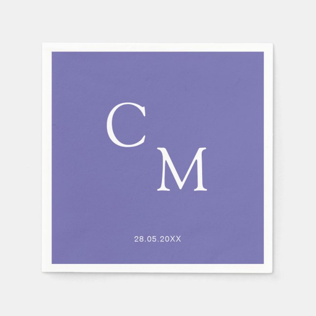 Einfache elegante Monogramm-Serviette Serviette (Vorderseite)