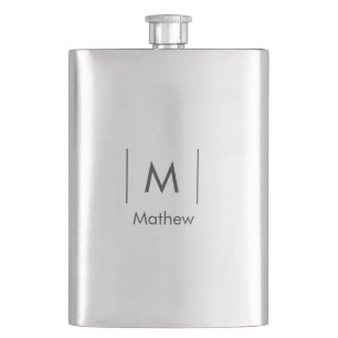 Einfache, elegante Monogramm Trauzeuge-Mannschafts Flachmann