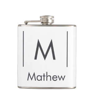 Einfache, elegante Monogramm Trauzeuge-Mannschafts Flachmann