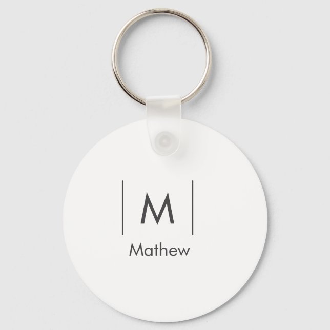 Einfache, elegante Monogramm Trauzeuge-Mannschafts Schlüsselanhänger (Vorderseite)