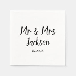 Einfache Elegante Mr. und Mrs. Black Script Weddin Serviette