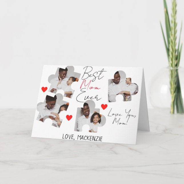 Einfache elegante Mütter Tag Puzzle Foto Collage Karte (Vorderseite)