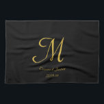 Einfache, elegante Name Schwarz und Gold Monogram Geschirrtuch<br><div class="desc">Einfache Elegante Schwarz und Gold Monogram Name Küchentuch</div>