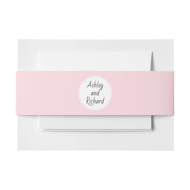 Einfache elegante Namen Rosa Hochzeit Einladungsbanderole (Vorderseite Beispiel)